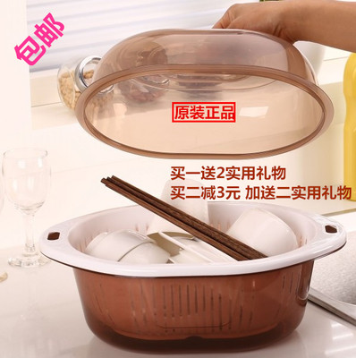 包邮 塑料带盖厨房置物架碗筷餐具收纳盒碗架整理碗柜碗碟沥水架