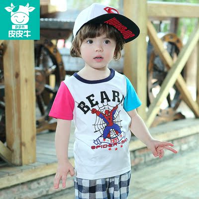 皮皮牛童装 儿童短袖夏装2015夏装新款 宝宝上衣 男童T恤韩版衣服