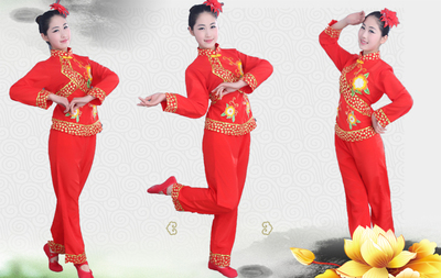 秋季秧歌服2015新款春季秧歌服演出服现代舞蹈服装长袖民族舞蹈服