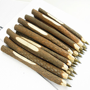 一美文具批发 创意木制笔 可爱圆珠笔 韩国文具树枝笔 学习用品