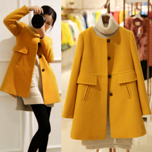 2015新韩版韩国韩范短款长袖羊绒大衣妮子加厚毛呢外套女上衣冬天
