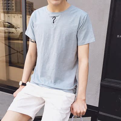 夏季男士短袖T恤韩版修身圆领糖果色打底衫t恤潮流薄款男半袖
