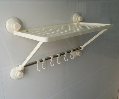 厕所浴室置物架挂件强力吸盘卫生间收纳架壁挂吸壁式2层 免打孔