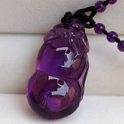 乌拉圭 紫水晶吊坠纯天然 紫水晶葫芦吊坠 四季发财 珍藏品