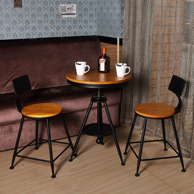 美式复古铁艺咖啡厅桌椅套件实木茶几阳台户外酒吧桌椅组合餐桌椅
