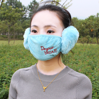 冬季韩国时尚加厚口耳罩 防尘保暖骑行防护男女士口罩耳罩二合一