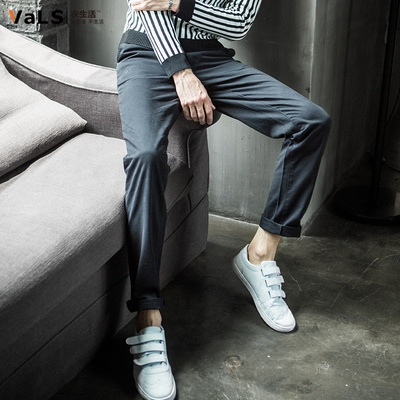 VALS2015男士新款秋装韩版长裤修身直筒纯色休闲长裤子男式潮裤