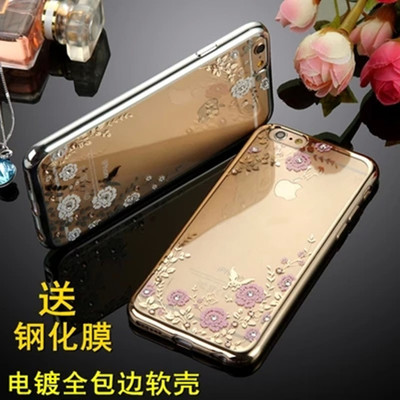 苹果6手机壳4.7女水钻iphone6s plus玫瑰金保护套5s硅胶奢华软壳