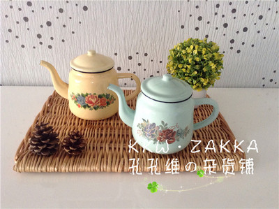 【KKW.ZAKKA】出口复古花色小号珐琅  搪瓷茶壶  搪瓷水壶 800ml