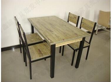 美式乡村LOFT风格做旧铁艺复古实木餐桌椅办公室桌椅组合