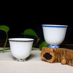 德化瓷器小茶杯品茗杯个人杯茶杯陶瓷器功夫茶配件水杯子4件包邮