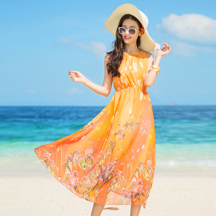 娇澜海滩裙沙滩裙波西米亚长裙夏马尔代夫海边度假必备连衣裙显瘦