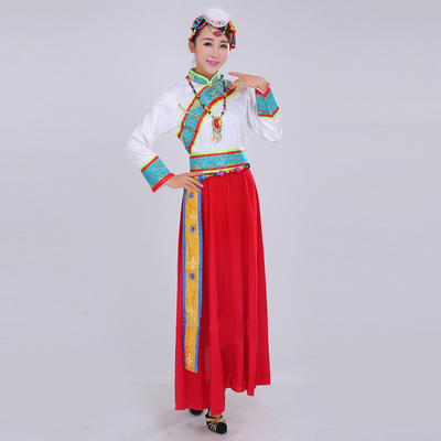 成人蒙古族演出服装民族衣服舞蹈服舞台服舞蹈长袖连衣裙装女套装