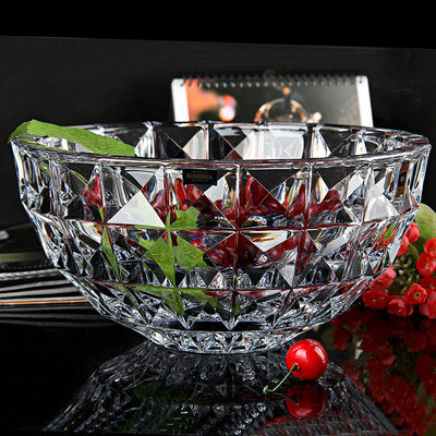 BOHEMIA捷克进口波希米亚水晶玻璃创意水果盘果斗富贵竹花瓶插花