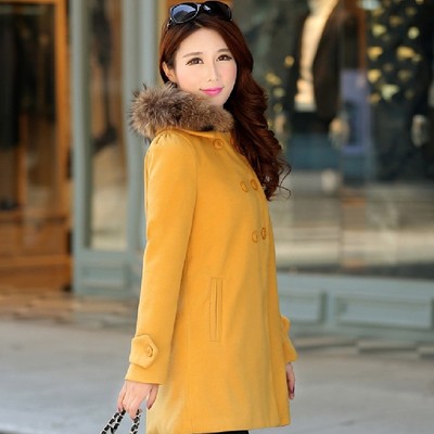 2015新款韩版女装加厚双排扣大码显瘦中长款毛呢外套冬装呢大衣潮