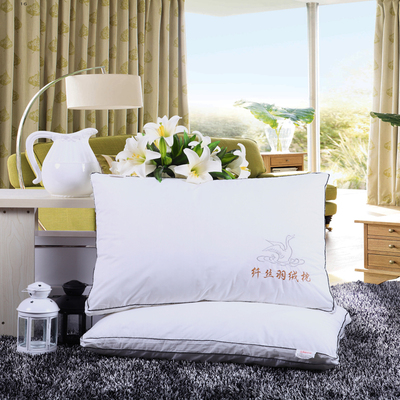 五星级酒店专用羽丝绒枕头全棉面料单人保健枕芯特价 羽绒丝