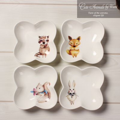 意大利设计师创意骨瓷调味碟长方形餐具调料盘多用陶瓷小碟子