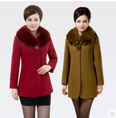 2015秋冬季中老年韩版羊毛女装羊绒妮子大衣妈妈装毛呢外套中长款