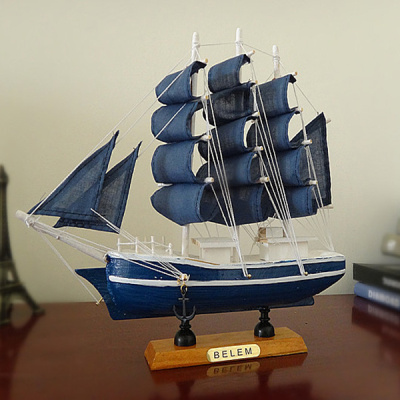 中秋节礼物木质船模家居装饰品创意摆件地中海风格帆船模型工艺船