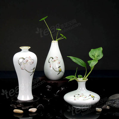 3个包邮！精致手绘小花瓶 花器花插青瓷釉下彩 陶瓷花道 简约淡雅