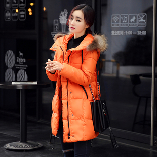 2015秋冬韩版女装新款中长款貉子毛棉衣修身带帽休闲修身显瘦