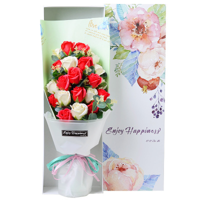 母亲节礼物21朵玫瑰香皂花礼盒花束送妈妈女友生日创意实用礼物