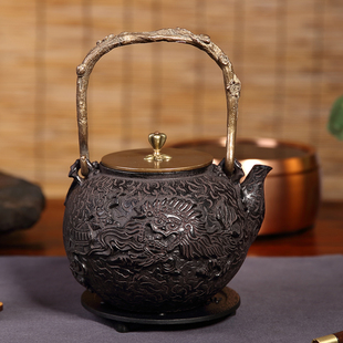 南部日式老铸铁壶生铁茶壶煮茶烧水茶具神兽麒麟铁瓶铁器包邮