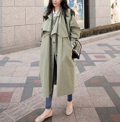 【Miss fox】韩国2016秋长款披肩荷叶边袖腰长款风衣外套女装风衣