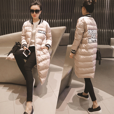 2015冬季新款女士韩版修身保暖中长款棒球服大码 棉服外套 好质量