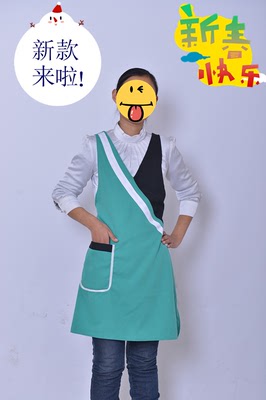围裙韩国版美容美发可爱餐厅星巴克包邮男女工作服袖套围裙套装