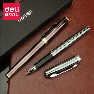 礼盒装 得力S86中性笔 全金属笔杆 高级签字笔 礼品笔金属质感