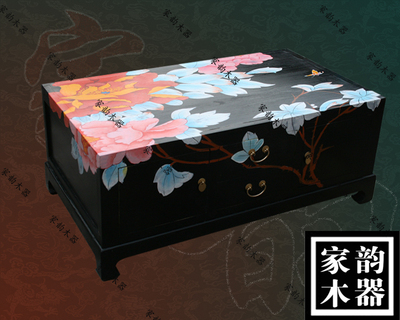 中式实木手工彩绘储物茶几炕桌棋桌经桌写字学习桌边几角桌可定做