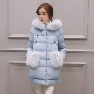 2016新款修身韩版冬季女装中长款羽绒棉衣棉服女连帽大码加厚外套