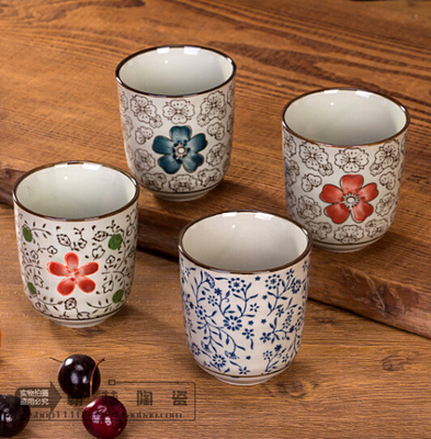 新品特价 日式和风釉下彩 直口杯 茶杯 简约 陶瓷水杯 马克杯