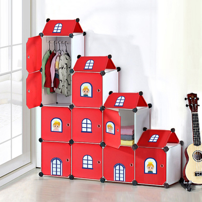 圣若瑞斯儿童卡通别墅组合简易衣柜 拆装宝宝衣物玩具收纳柜特价