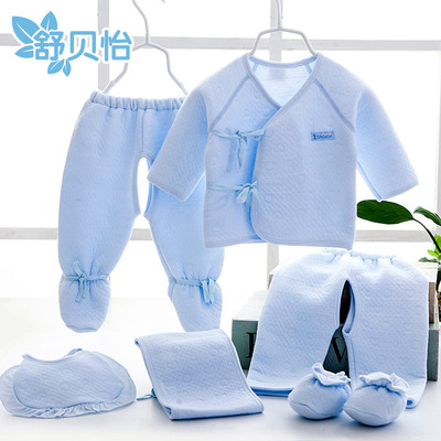 新生儿保暖内衣套装纯棉初生宝宝睡衣0-3月婴儿衣服和尚服秋冬厚