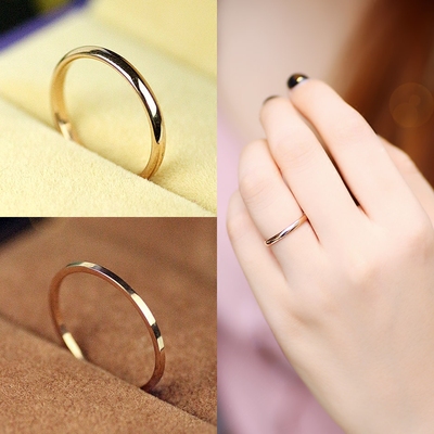 日韩镀18k玫瑰金钛钢 光圈戒指食指指环防过敏不褪保色闺蜜女礼物