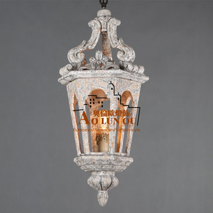 奥伦乡村过道灯楼梯间蜡烛复古做旧一头吊灯具法国巴洛克式的吊灯