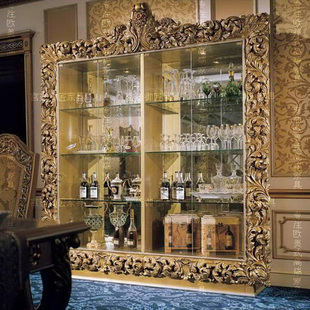 欧式顶级奢华家具 纯手工雕花酒柜 玻璃展示柜i博古柜 法式家具