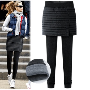 2015冬季韩国代购正品I-ARDEN网格裙式假两件保暖加绒打底裤女裤