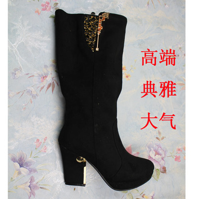 特价处理正品荣顺老北京布鞋高筒靴时尚舒适保暖高跟女靴子28056