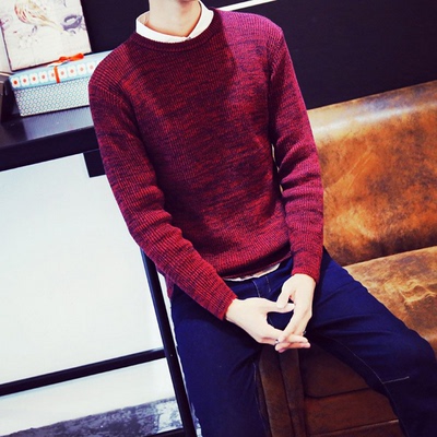 毛衣秋冬季男士青年圆领套头韩版修身长袖针织衫学生羊绒毛线衣衫
