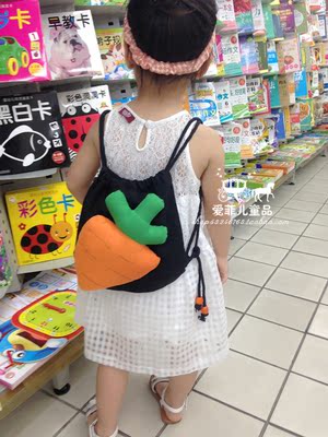 原版  定制韩国超萌儿童男女宝宝胡萝卜草莓双肩背包 斜挎包