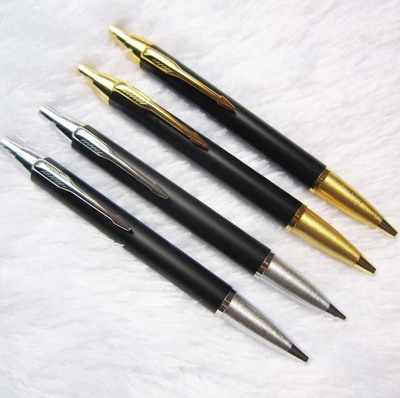 特价IM丽雅款金属黑色笔杆按动圆珠笔 金银夹自动原子笔商务文具
