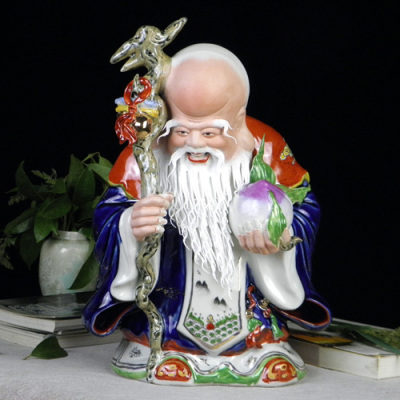 景德镇陶瓷老寿星老工艺品家居装饰品摆件人物佛像祝寿送老人生日