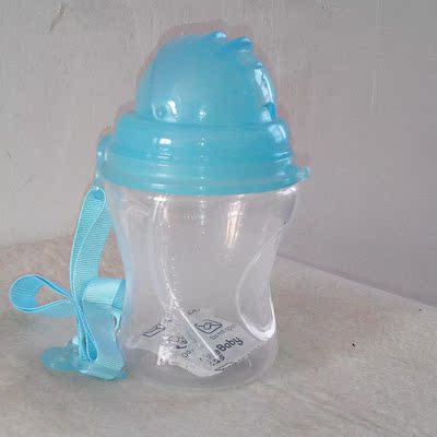 可爱多 210ml宝宝吸管杯外出带绳PP塑料安全水杯防摔防漏幼儿水壶
