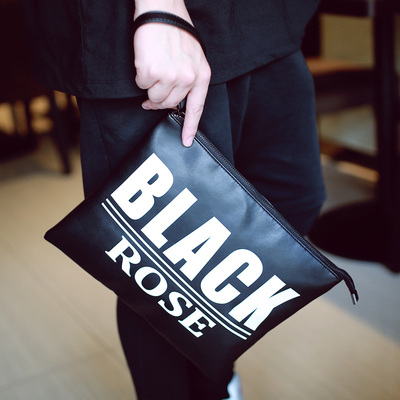 2014新款韩版黑色字母夜店风单肩包手拿包斜挎包个性潮男包包