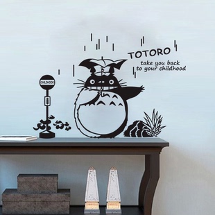 TOTORO手绘 宫崎骏电影儿童卡通动漫龙猫玄关贴电视背景墙贴纸动