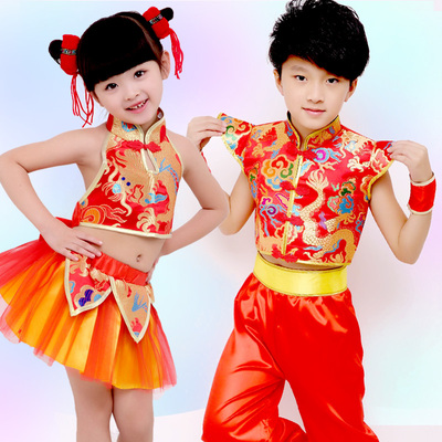 儿童武术演出服男童武术表演服装新年功夫服儿童民族舞蹈服女童装