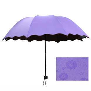 韩版遮阳太阳伞黑胶防晒紫外线遮阳伞遇水开花变色晴雨伞包邮